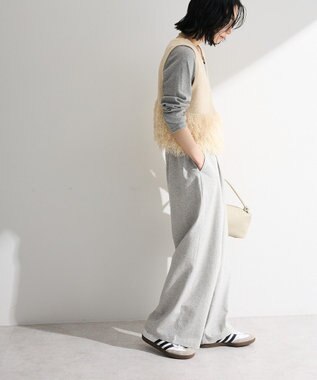 Green Parks タックワイドスウェットパンツ Gray Mixture