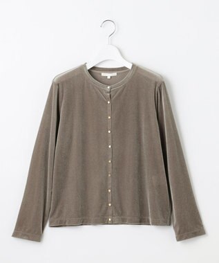 自由区 L シアーベロア カーディガン モカ