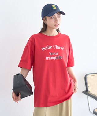 earth music&ecology アソートプリントＴシャツ Red