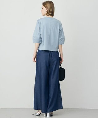 ICB L シャツジーナプレーディング ランタンスリーブカットソー プルシアンブルー