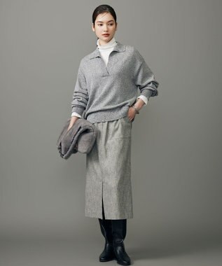 自由区 L シルクネップツイード スカート グレー