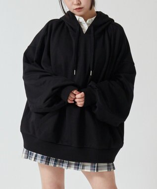 WEGO 【SCHOOLITEM】ルーズフィットプルパーカー ブラック