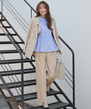 ANY SIS フレアペプラム シャツ サックスブルー