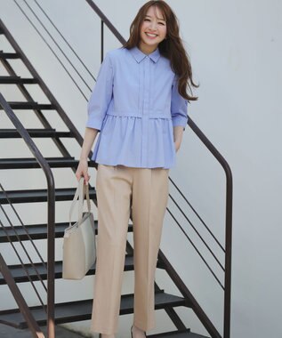 ANY SIS フレアペプラム シャツ サックスブルー