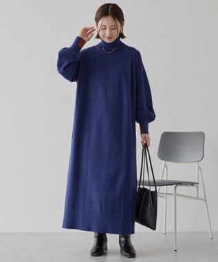 AMERICAN HOLIC バイパチモックネックニットワンピース Navy