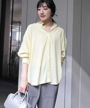 AMERICAN HOLIC サラックールバックタックシャツ Stripe Yellow