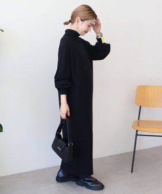 AMERICAN HOLIC バイパチモックネックニットワンピース Black
