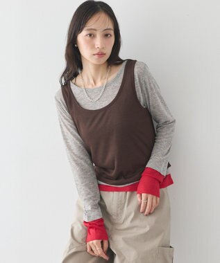 earth music&ecology SET2点ハイショクシアータンクトップ+ロンT