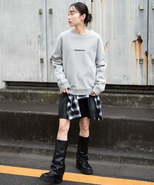 WEGO 【ユニセックス着用ITEM】THEBOYエルボーパッチクルーネックPO 杢グレー