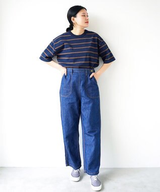 WHITE MAILS 【UNISEX】PAPER YARN BORDER KINT PULLOVER T-シャツ コン