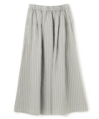 BEIGE， 【洗える】FREESIA / イージーウエストストライプフレアスカート Green Stripe