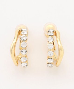 ANY SIS 2連フープ イヤリング ビジュー