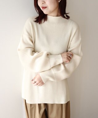 Green Parks 洗えるボトルネックリブニットプルオーバー Off White