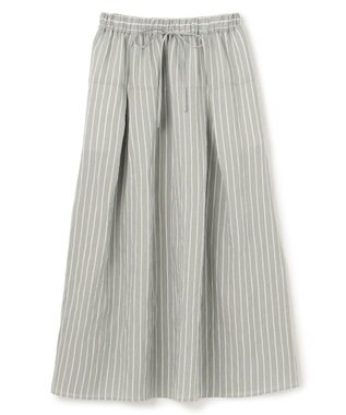 BEIGE， 【洗える】FREESIA / イージーウエストストライプフレアスカート Green Stripe