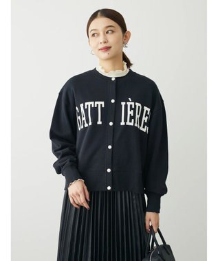 Green Parks ロゴ裏毛カーディガン Black