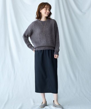 ANY 【洗濯機可】フェザーメッシュニット チャコール