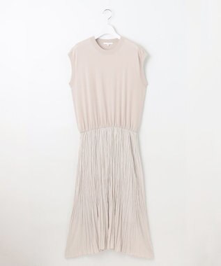 自由区 L 【カタログ掲載・洗える】ジョーゼットプリーツコンビ ワンピース サンドベージュ
