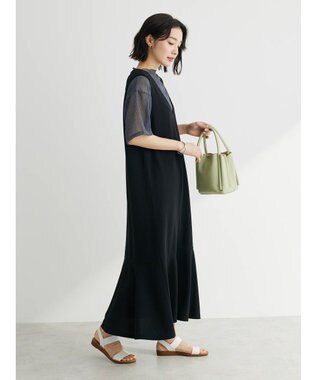 Green Parks カットジョーゼットマーメイドジャンスカ Black