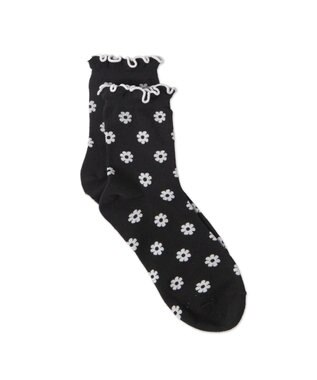 WEGO モチーフ総柄メロークルーソックス ブラック