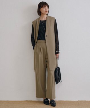 ICB L 【洗える】 マットトリコットチュール シアーカットソー ブラック系