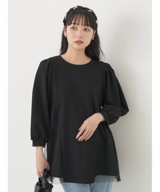 earth music&ecology チュールドッキングチュニック Black