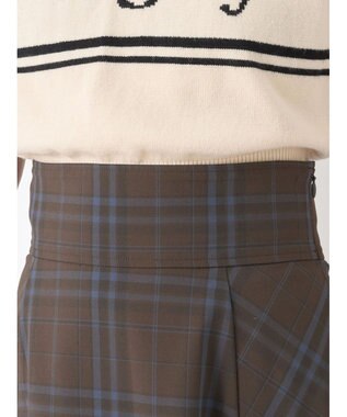 earth music&ecology バックレースアップチェックスカート Brown