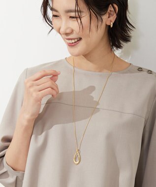 J.PRESS LADIES オーバルドロップ ネックレス ゴールド系