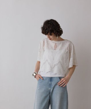 GRACE CONTINENTAL 刺繍ポンチョトップ