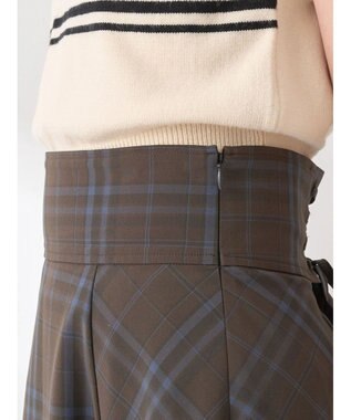 earth music&ecology バックレースアップチェックスカート Brown