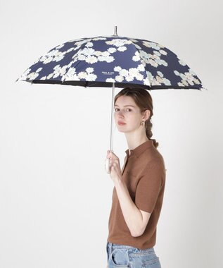 MOONBAT 【 遮光率100％/遮熱/UV】PAUL&JOE ACCESSOIRES(ポール&ジョー) 晴雨兼用日傘 クリザンテーム 総柄 花柄 長傘 ネイビーブルー