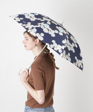 MOONBAT 【 遮光率100％/遮熱/UV】PAUL&JOE ACCESSOIRES(ポール&ジョー) 晴雨兼用日傘 クリザンテーム 総柄 花柄 長傘 ネイビーブルー