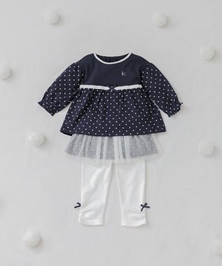 組曲 KIDS 【80-90㎝】Baby Dot セットアップ ネイビー系5
