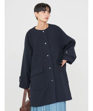 AMERICAN HOLIC 中空ＦＩＢＥＲ２ＷＡＹフード付きコート Navy