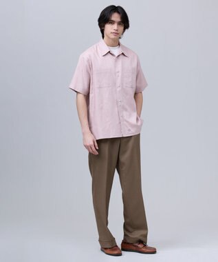 J.PRESS MEN 【J.PRESS ORIGINALS】Rayon Linen Oxford Open Half Sleeve Shirt / Baggy-Fit ピンク系