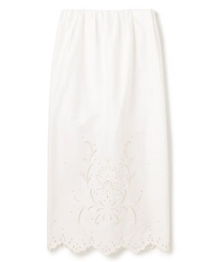 BEIGE， 【洗える】GALLERIA / コットンエンブロイダリーIラインスカート White