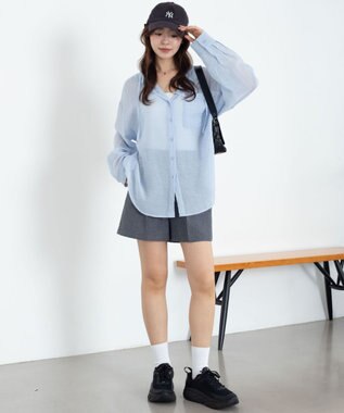 WEGO 【2026年春夏新作】シアーフードシャツ ブルー