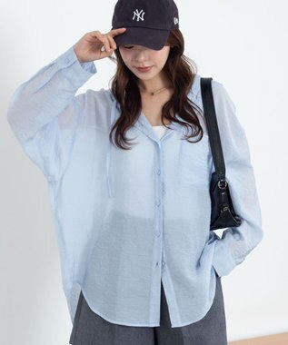 WEGO 【2026年春夏新作】シアーフードシャツ ブルー