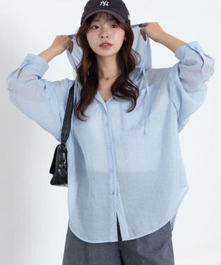 WEGO 【2026年春夏新作】シアーフードシャツ ブルー