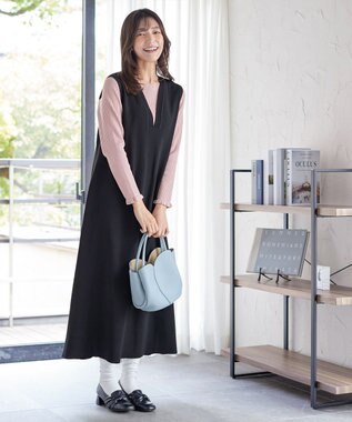 Tiaclasse 【洗える】スポンジニットジャンスカ ブラック