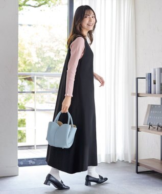 Tiaclasse 【洗える】スポンジニットジャンスカ ブラック