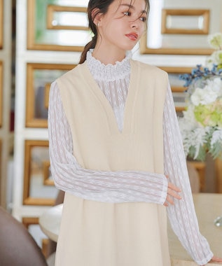 Tiaclasse 【洗える】スポンジニットジャンスカ アイボリー