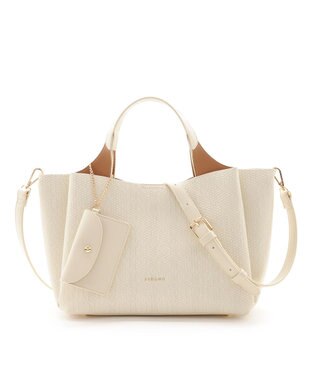 MioFIRANO ウーブンルックハンドバッグ 2WAY パスケース付き　FIRANO フィラノ IVORY