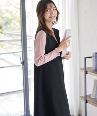 Tiaclasse 【洗える】スポンジニットジャンスカ ブラック