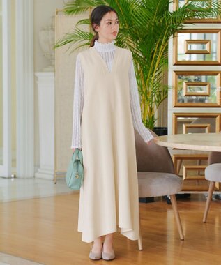 Tiaclasse 【洗える】スポンジニットジャンスカ アイボリー