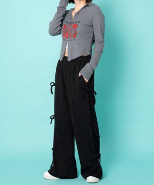 WEGO サイドリボンスウェットパンツ ブラック
