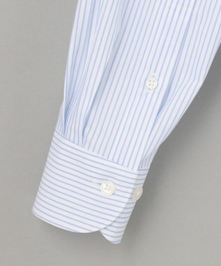 GOTAIRIKU 【形態安定】プレミアムプリーツシャツ＿ワイドカラーストライプ サックスブルー系1