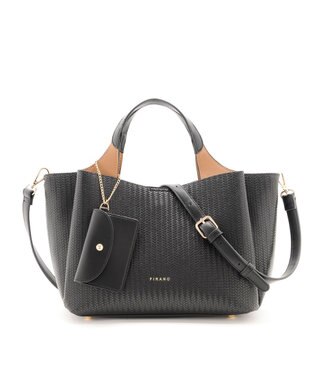 MioFIRANO ウーブンルックハンドバッグ 2WAY パスケース付き　FIRANO フィラノ BLACK