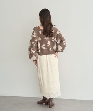 earth music&ecology SET2点フラワージャガードカーデ+ビスチェ Brown