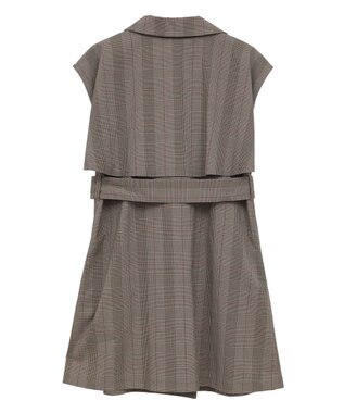 earth music&ecology ショートジレンチ Check Brown