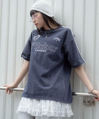WEGO 【ユニセックス着用ITEM】スリーブラインロゴBIG　T（SS） ネイビー
